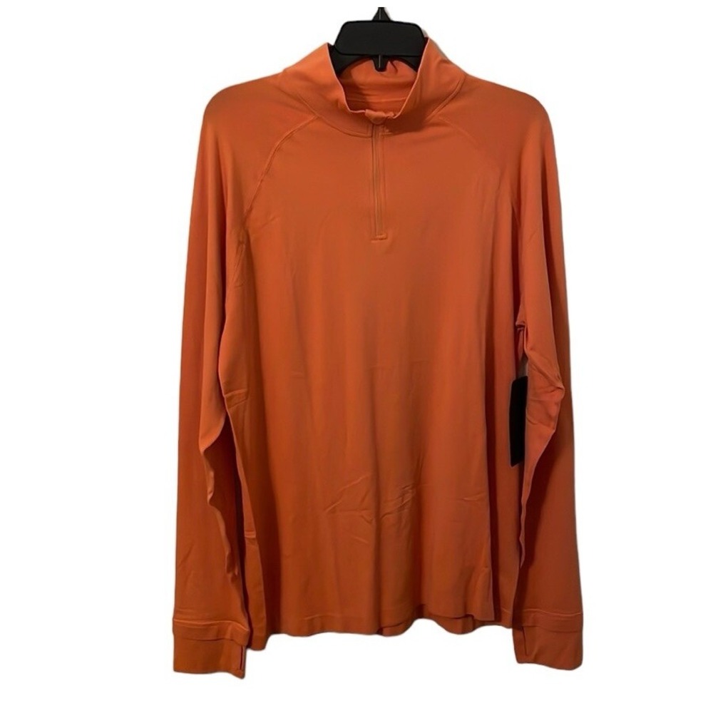 Fabletics Men's The‎ Training Day Sandstone Orange Quarter Zip Pullover Size L